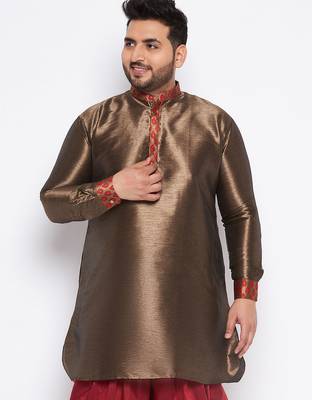 maroon silk blend kurta 1