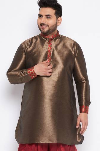 maroon silk blend kurta