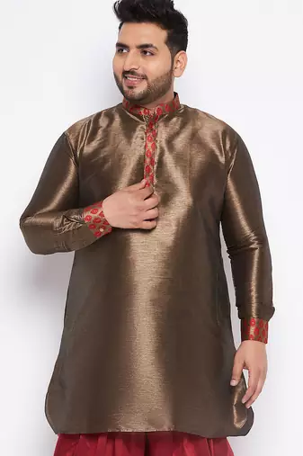 maroon silk blend kurta