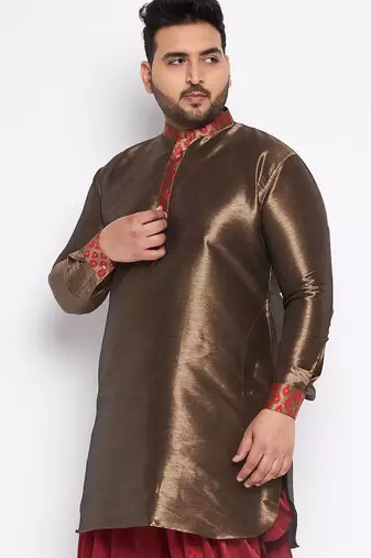 maroon silk blend kurta