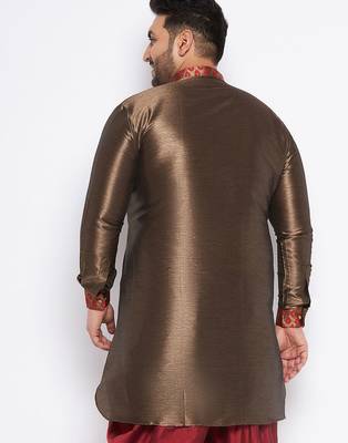 maroon silk blend kurta 3