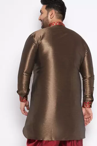 maroon silk blend kurta
