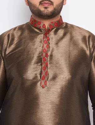maroon silk blend kurta 4