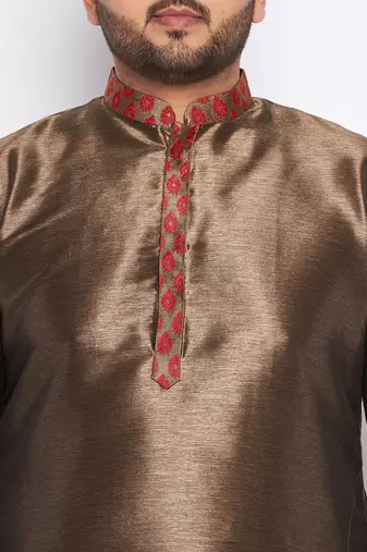 maroon silk blend kurta
