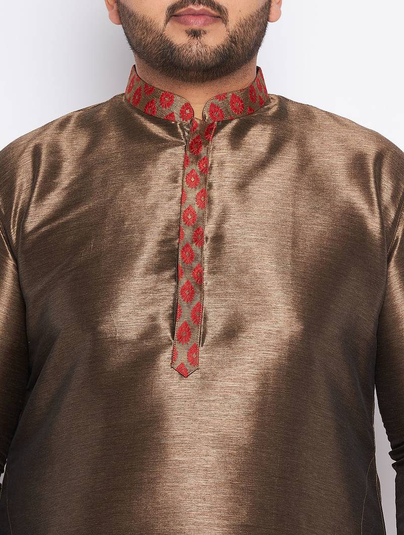 maroon silk blend kurta