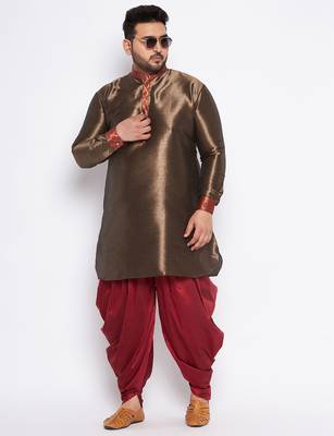 maroon silk blend kurta 5