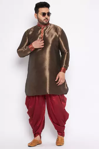 maroon silk blend kurta