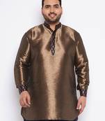 navy blue silk blend kurta