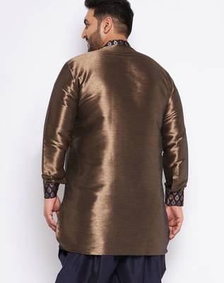 navy blue silk blend kurta 3