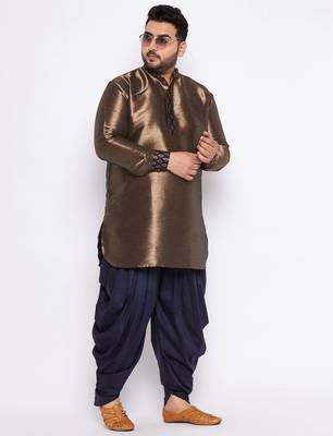 navy blue silk blend kurta 5