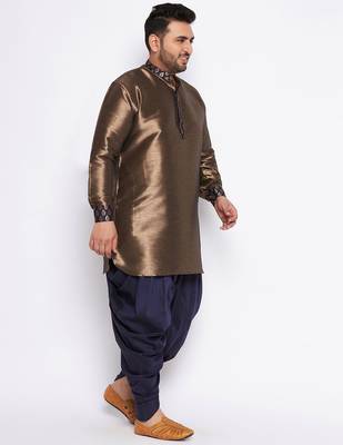 navy blue silk blend kurta and dhoti set 2