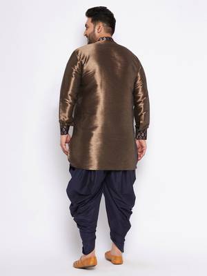 navy blue silk blend kurta and dhoti set 3