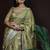 olive green floral print golden zari border cotton silk saree with unstiched blouse piece