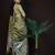 olive green floral print golden zari border cotton silk saree with unstiched blouse piece