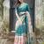 turquoise floral print golden zari border cotton silk saree with unstiched blouse piece