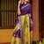 purple floral print golden zari border cotton silk saree with unstiched blouse piece