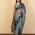 grey floral print chiffon saree with unstiched blouse piece