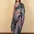 purple floral print chiffon saree with unstiched blouse piece