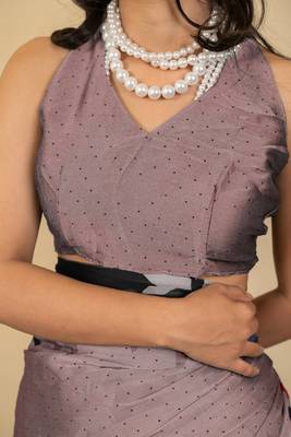 rose pink floral print chiffon saree with unstiched blouse piece 5