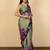 mehandi green floral print chiffon saree with unstiched blouse piece