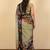 olive green floral print chiffon saree with unstiched blouse piece