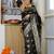 black woven design golden zari border silk blend saree with unstiched blouse piece
