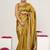 mustard yellow woven design golden zari border silk blend saree with unstiched blouse piece