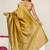 mustard yellow woven design golden zari border silk blend saree with unstiched blouse piece
