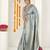 grey woven design golden zari border silk blend saree with unstiched blouse piece
