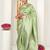 pista green woven design golden zari border silk blend saree with unstiched blouse piece