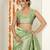 pista green woven design golden zari border silk blend saree with unstiched blouse piece