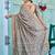 taupe chevron print zari golden border silk blend saree with unstiched blouse piece