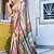 cream floral kalamkari print zari golden border silk blend saree with unstiched blouse piece