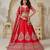 Red Wedding Raw silk Lehenga with Leaf Embroidery