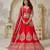 Red Wedding Raw silk Lehenga with Leaf Embroidery