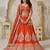 Trendy Rust Wedding Lehenga with Leaf Embroidery