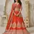 Trendy Rust Wedding Lehenga with Leaf Embroidery