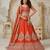Trendy Rust Wedding Lehenga with Leaf Embroidery