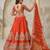 Trendy Rust Wedding Lehenga with Leaf Embroidery