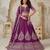 Wine Wedding Lehenga with Leaf Embroidery