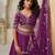Wine Wedding Lehenga with Leaf Embroidery