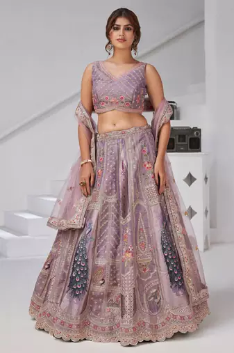 Royal Raw Silk purple Lehenga for Haldi & Carnival