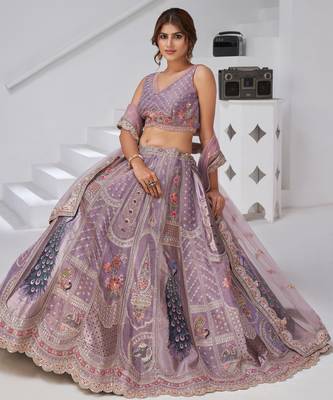 Royal Raw Silk purple Lehenga for Haldi & Carnival 2