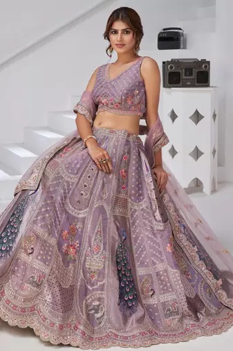 Royal Raw Silk purple Lehenga for Haldi & Carnival