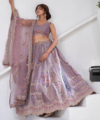 Royal Raw Silk purple Lehenga for Haldi & Carnival 3