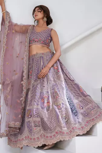 Royal Raw Silk purple Lehenga for Haldi & Carnival