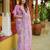 lavender floral print zari woven border cotton blend saree with unstiched blouse piece