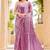 magenta sequins thread work sequins border organza saree with unstiched blouse piece