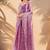 magenta sequins thread work sequins border organza saree with unstiched blouse piece