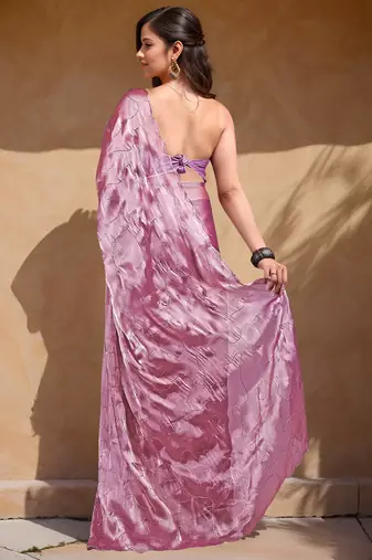 magenta sequins thread work sequins border organza saree with unstiched blouse piece